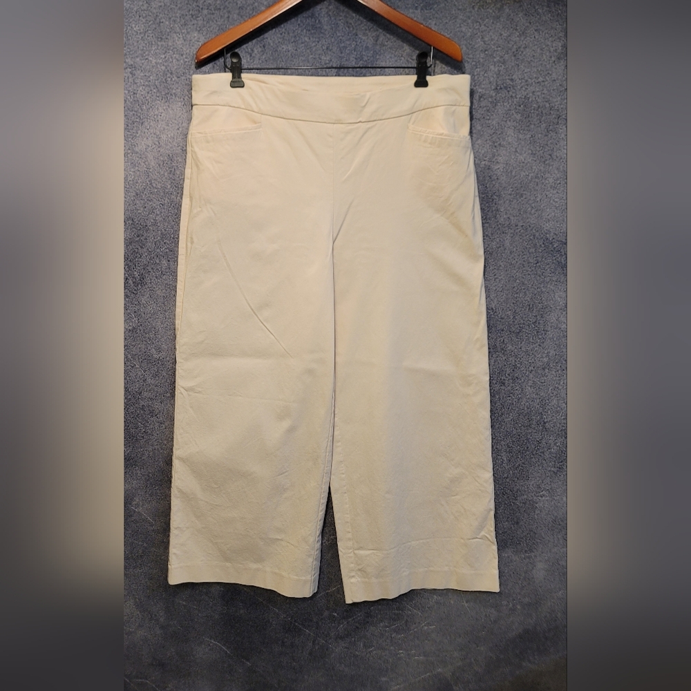 Chico's Wide Leg Pants Women Size 16 3R Slash Pocket Stretch Stomach Control